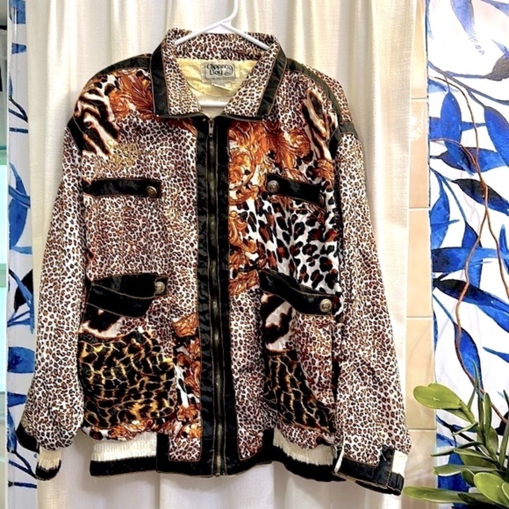 Vintage Clipper Bay Long Sleeve Polyester Animal Print Track Suit Jacket…